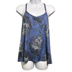 Eyecandy Floral Tank Womens Large Blue Racerback Dainty Bloomcore Feminine Flowy